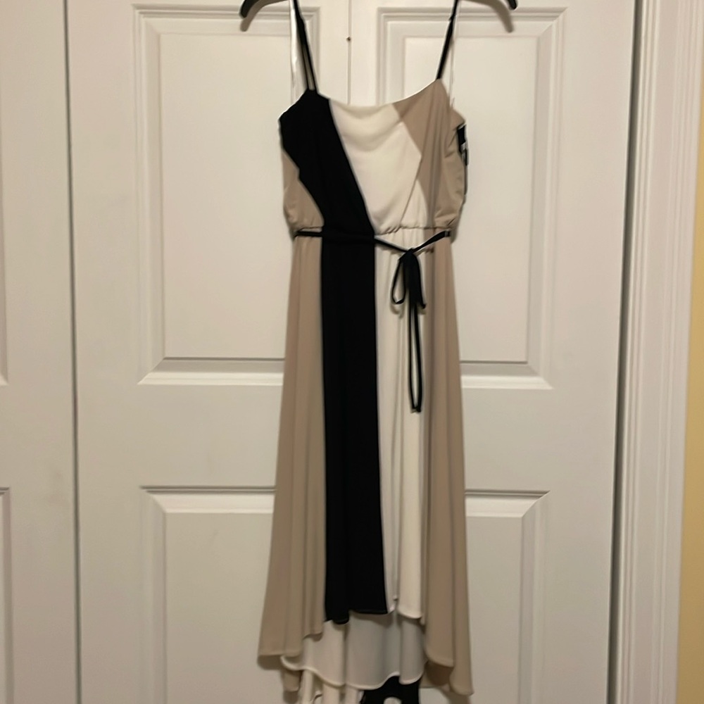 Calvin Klein Color block hi-low hem dress